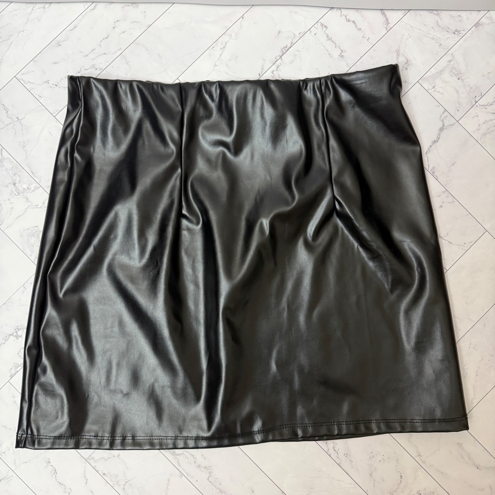 ASOS DESIGN Womens Black Faux Leather Mini Skirt High Waist Size US 8 UK 12